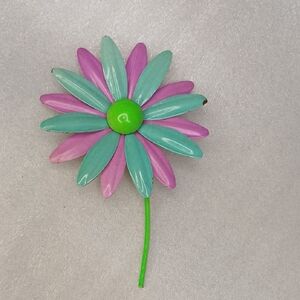 Vintage Flower Power Large 1970's Enamel Brooch